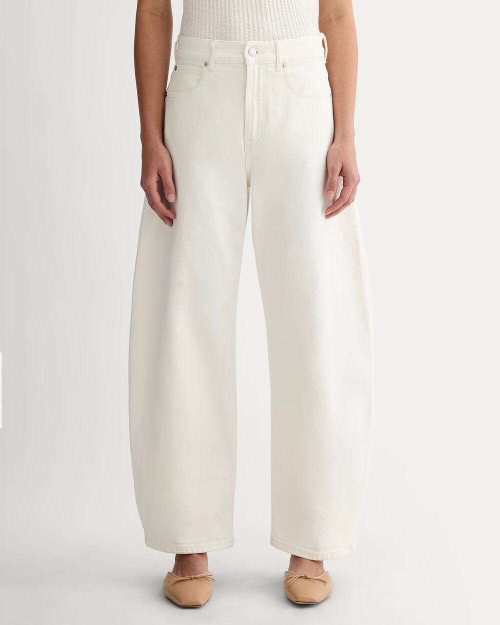 Everlane The Way-High Curve Barrel-Leg Jean In Calico Ecru Size 32